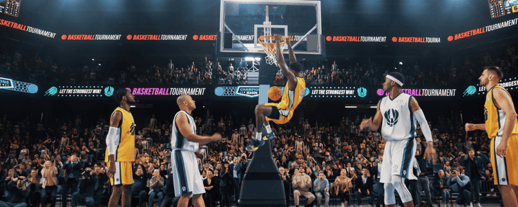 Athlete Scoring a Slam Dunk.